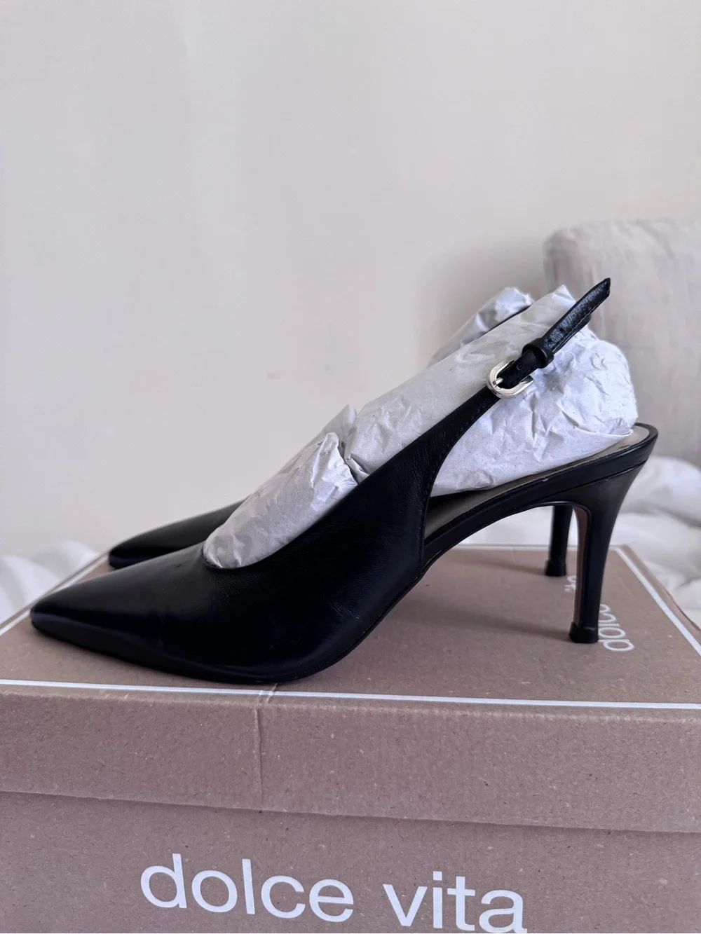 Dolce Vita Black Pointed Slingback Stiletto Heels